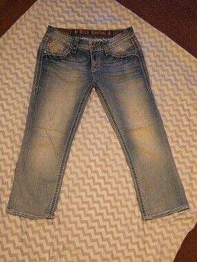 Rock Revival Women's Faded Light Blue Capris
